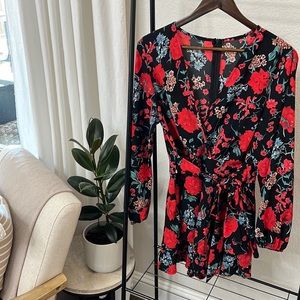 Fun Black & Red Floral Romper